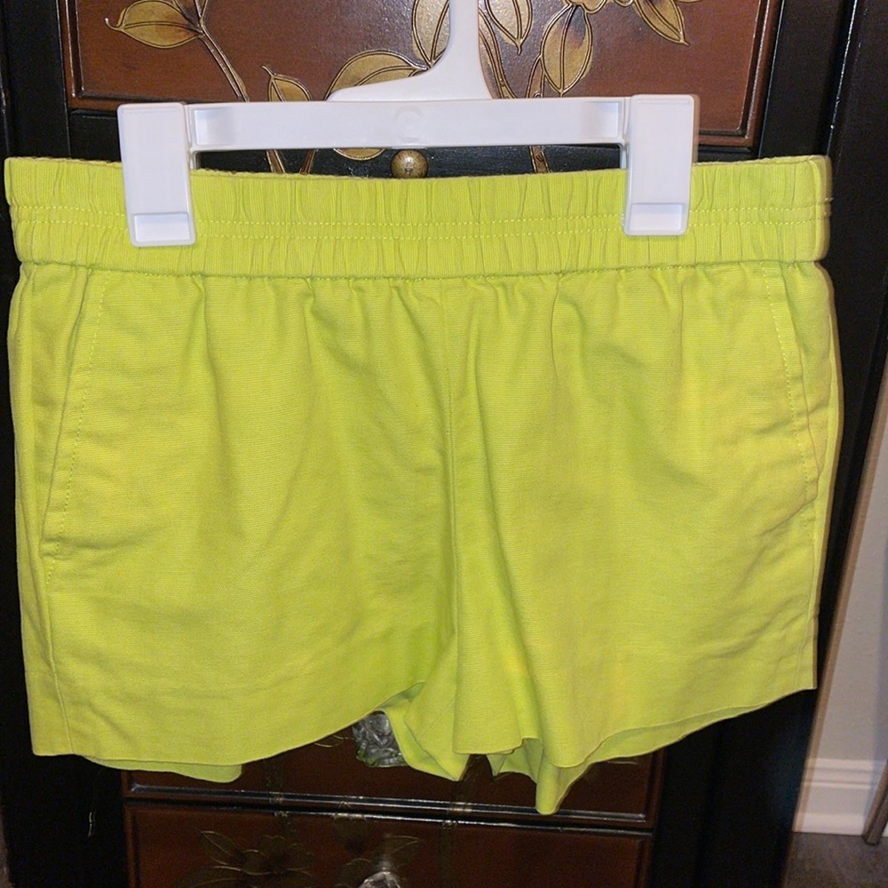 J Crew Linen Shorts. Neon Yellow.